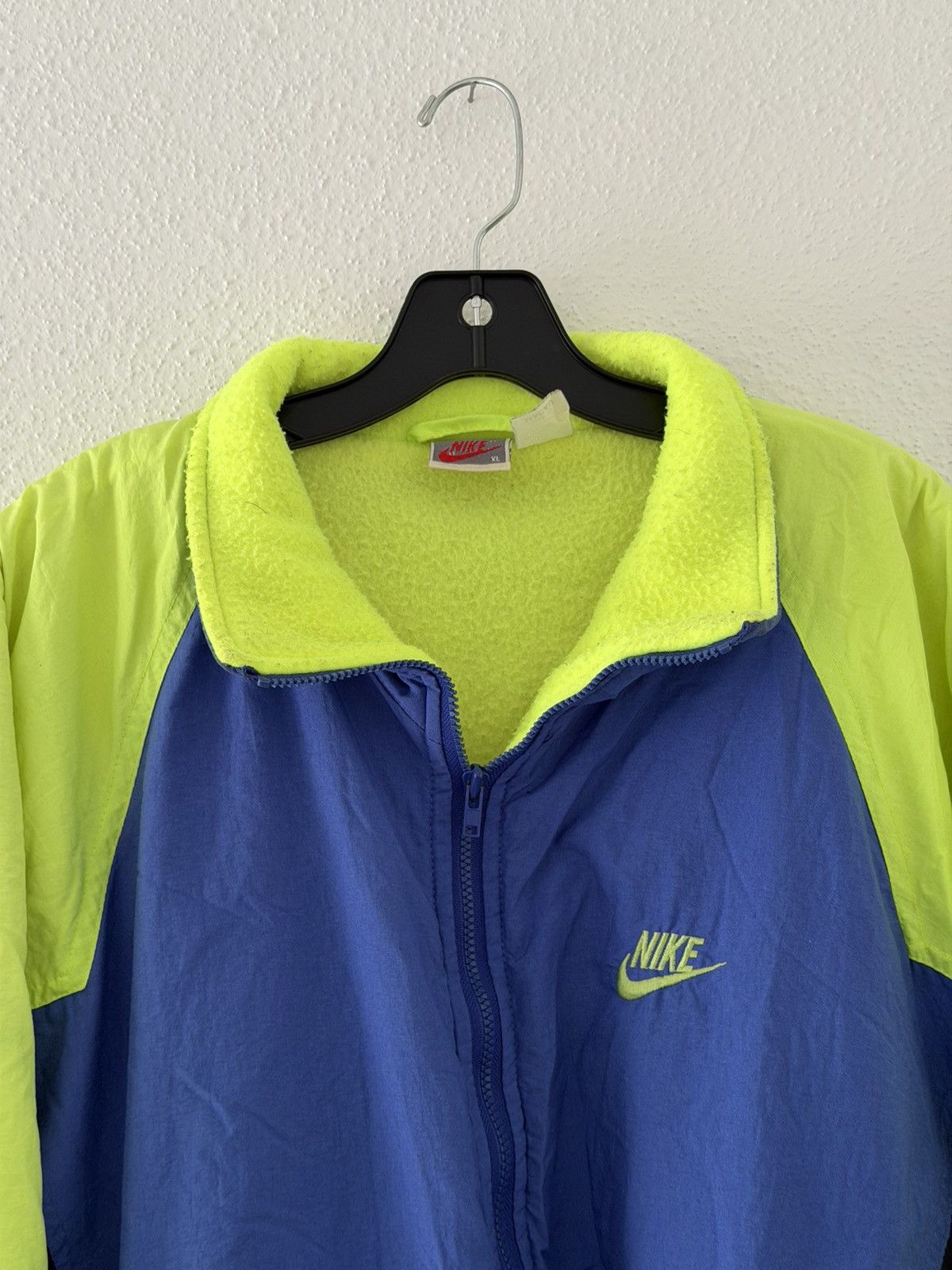 Nike Vintage 90s Nike Fleece Lined Jacket Blue Neon Green Size XL Size US XL / EU 56 / 4 - 3 Thumbnail