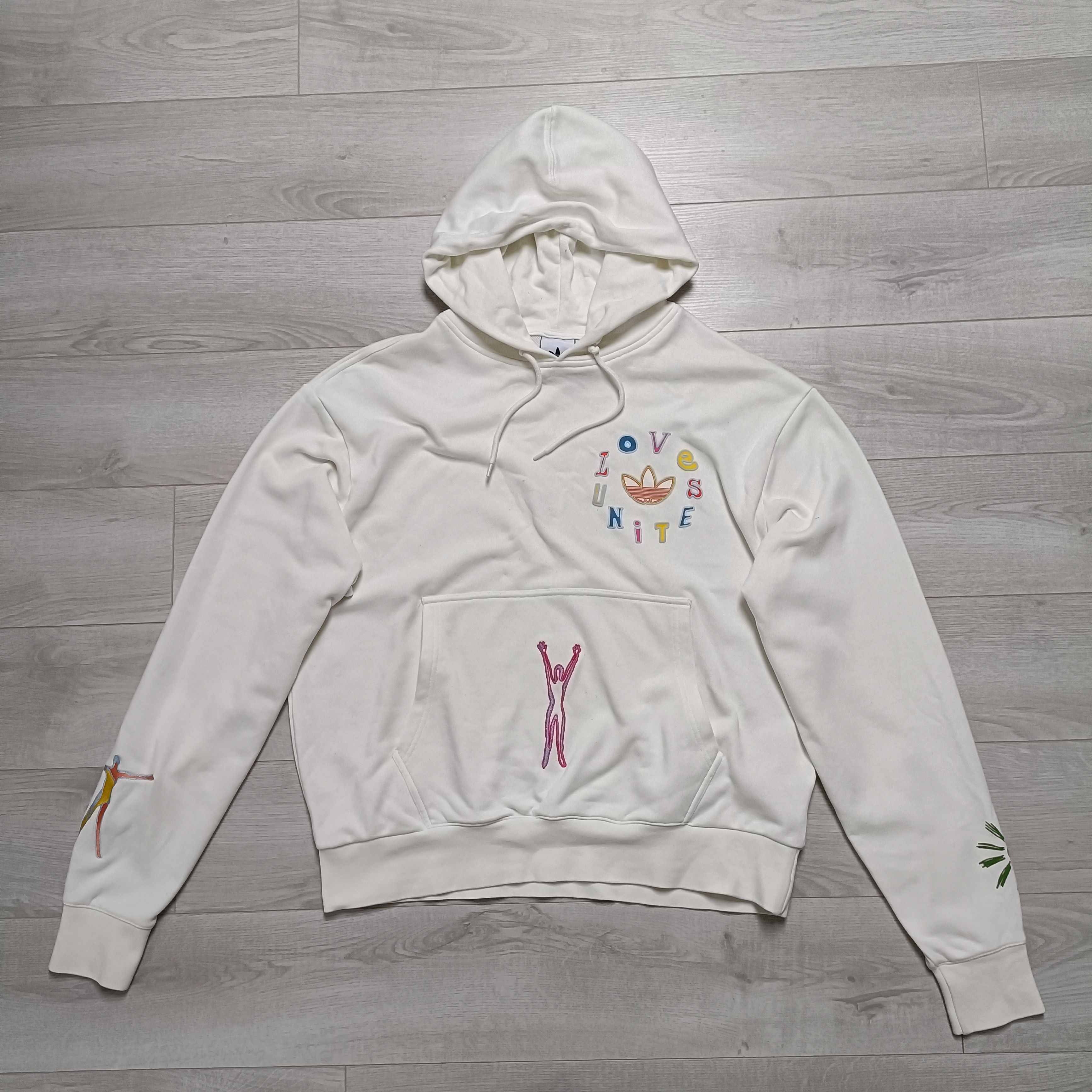 Adidas LOVE UNITES Men's Ecru Cotton Hoodie ! Size US L / EU 52-54 / 3 - 1 Thumbnail