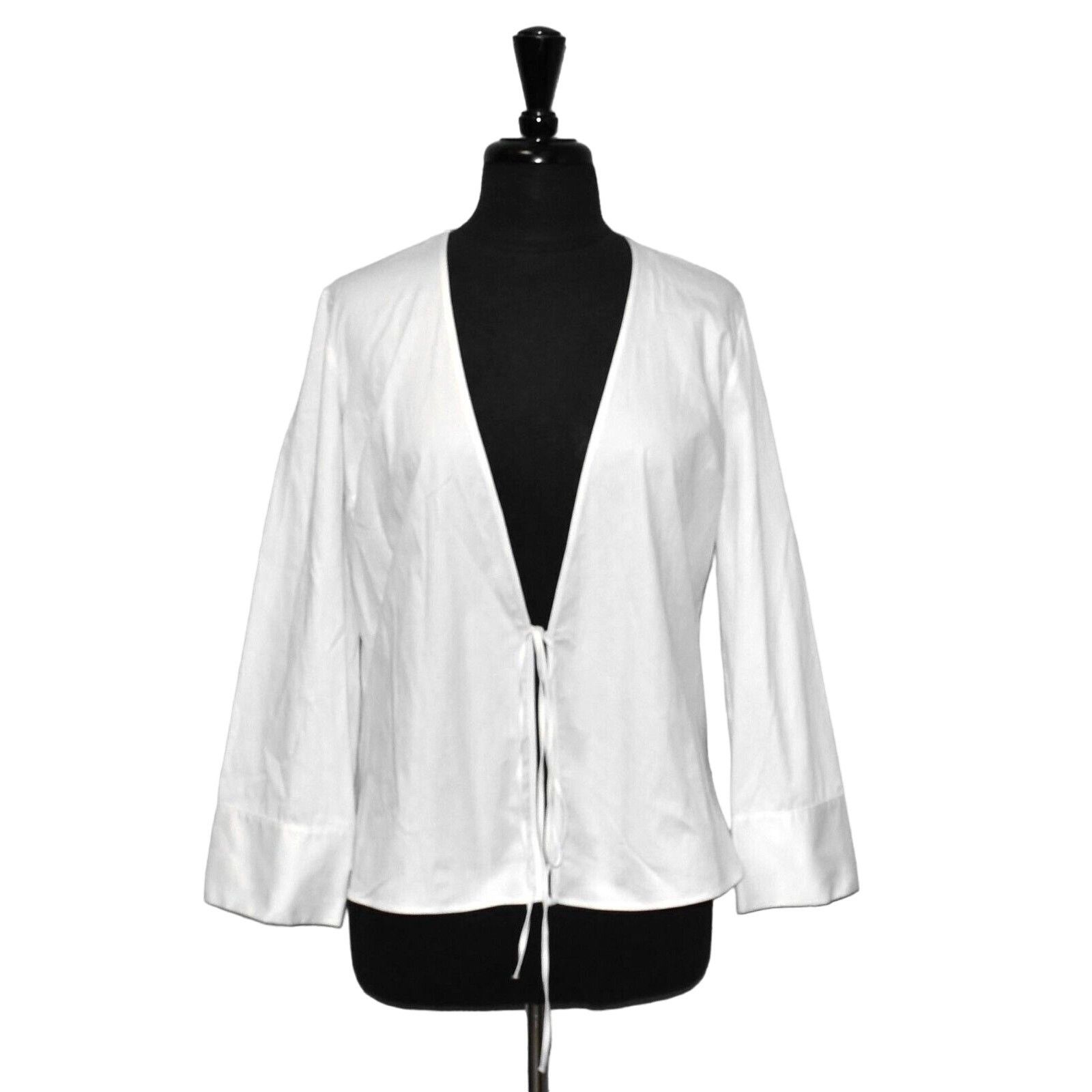 Club Monaco NEW CLUB MONACO White Cotton V-Neck Closure Blouse Top S/P Size S / US 4 / IT 40 - 1 Thumbnail