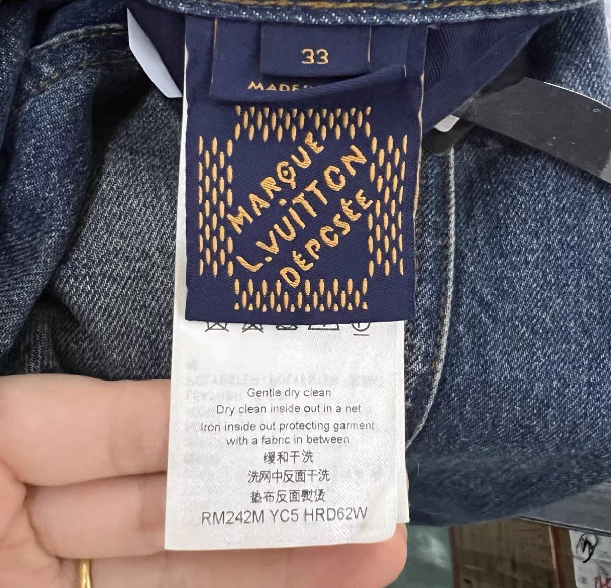 Louis Vuitton Louis Vuitton Washed Distressed Denim Wide-leg Pants J41 Size 33" - 4 Thumbnail