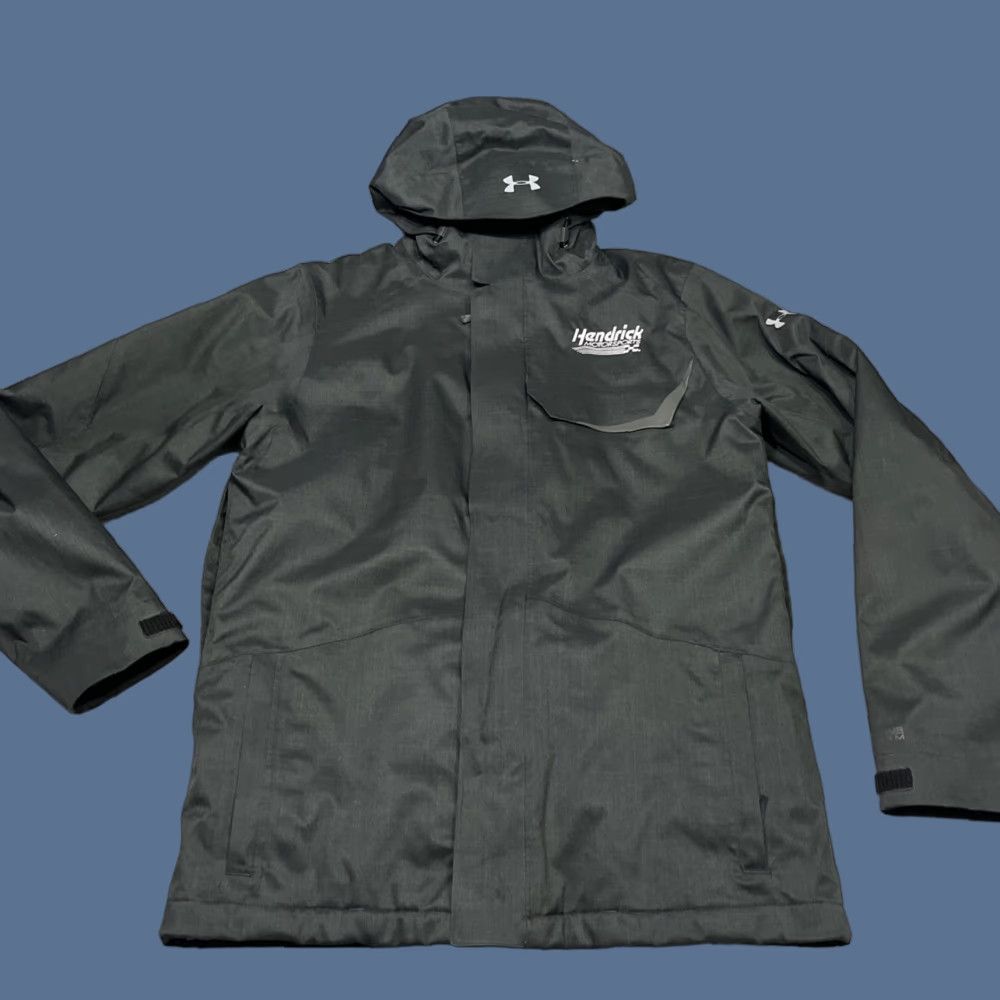 Hendrick Motorsports Under Armour Hooded Jacket Heavy Duty Storm Zip Out Coat Jacket Men M Black Parka Hooded Zip Closure