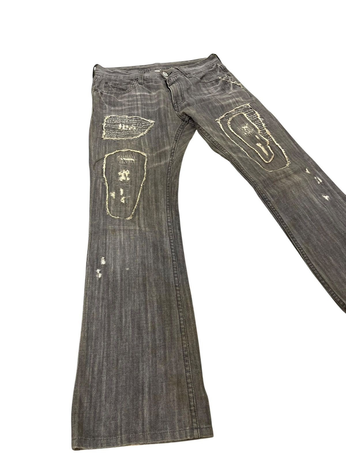 Japanese Brand Flare Jeans Edge Rupert Patchwork Distress Boot Cut 1🟦7 Size US 32 / EU 48 - 1 Thumbnail