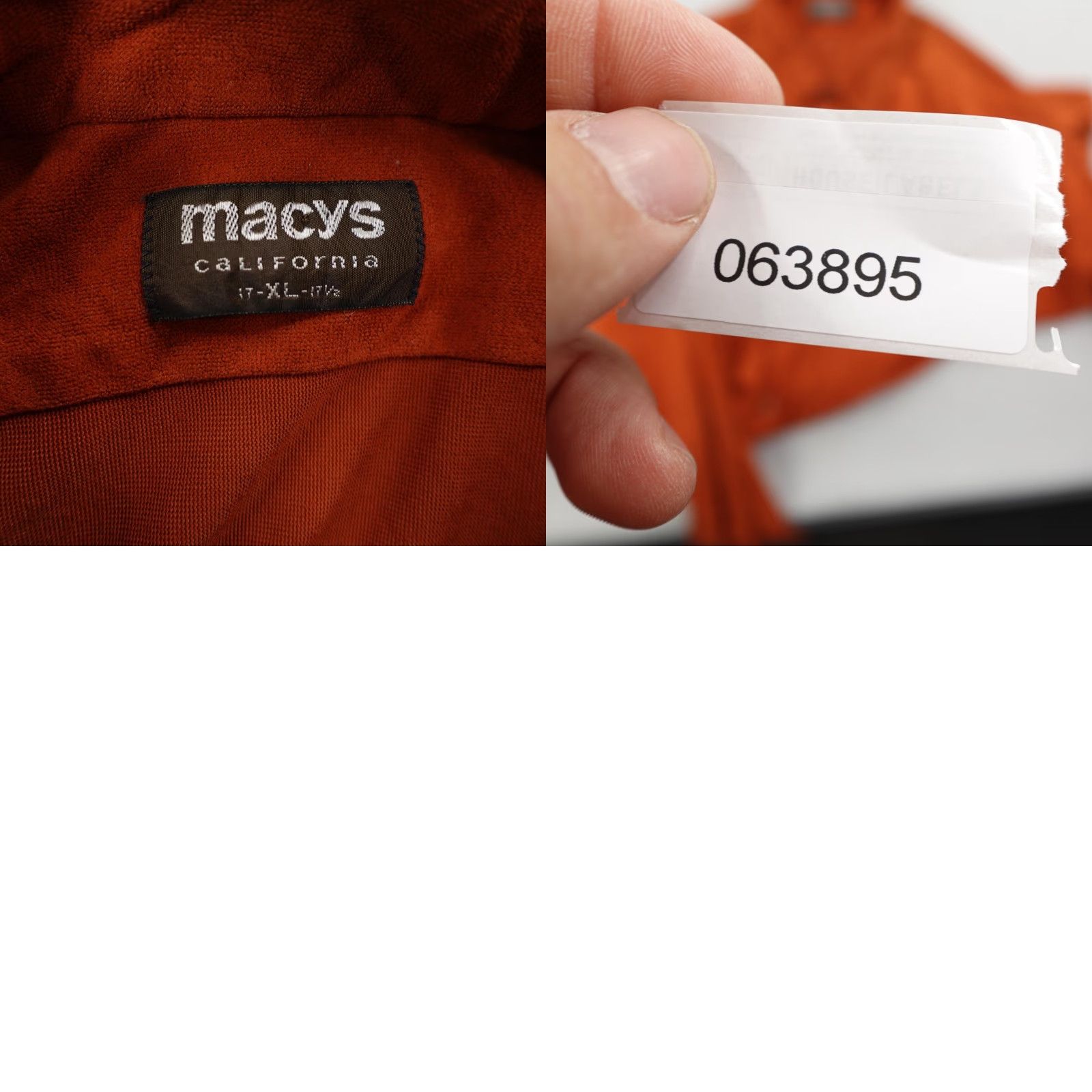 Vintage Vintage Macy's California Shirt Mens XL Rust Orange Velour Button Up Classic 70s Size US XL / EU 56 / 4 - 8 Thumbnail