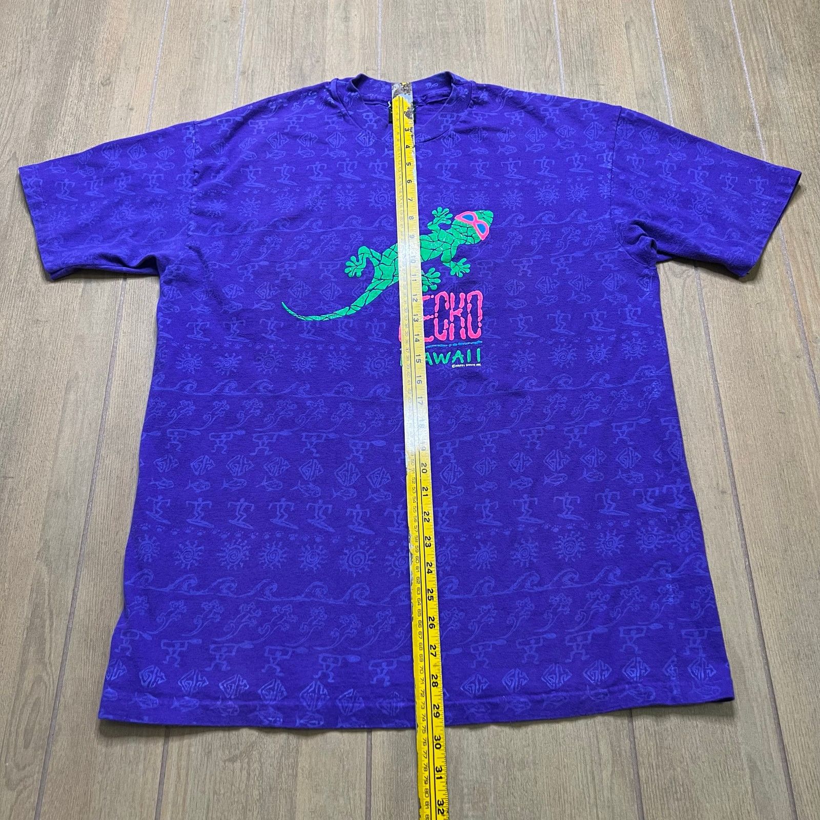 Vintage Vintage 90s Gecko Hawaii AOP surf skate Happy Shirts XL Size US XL / EU 56 / 4 - 6 Thumbnail