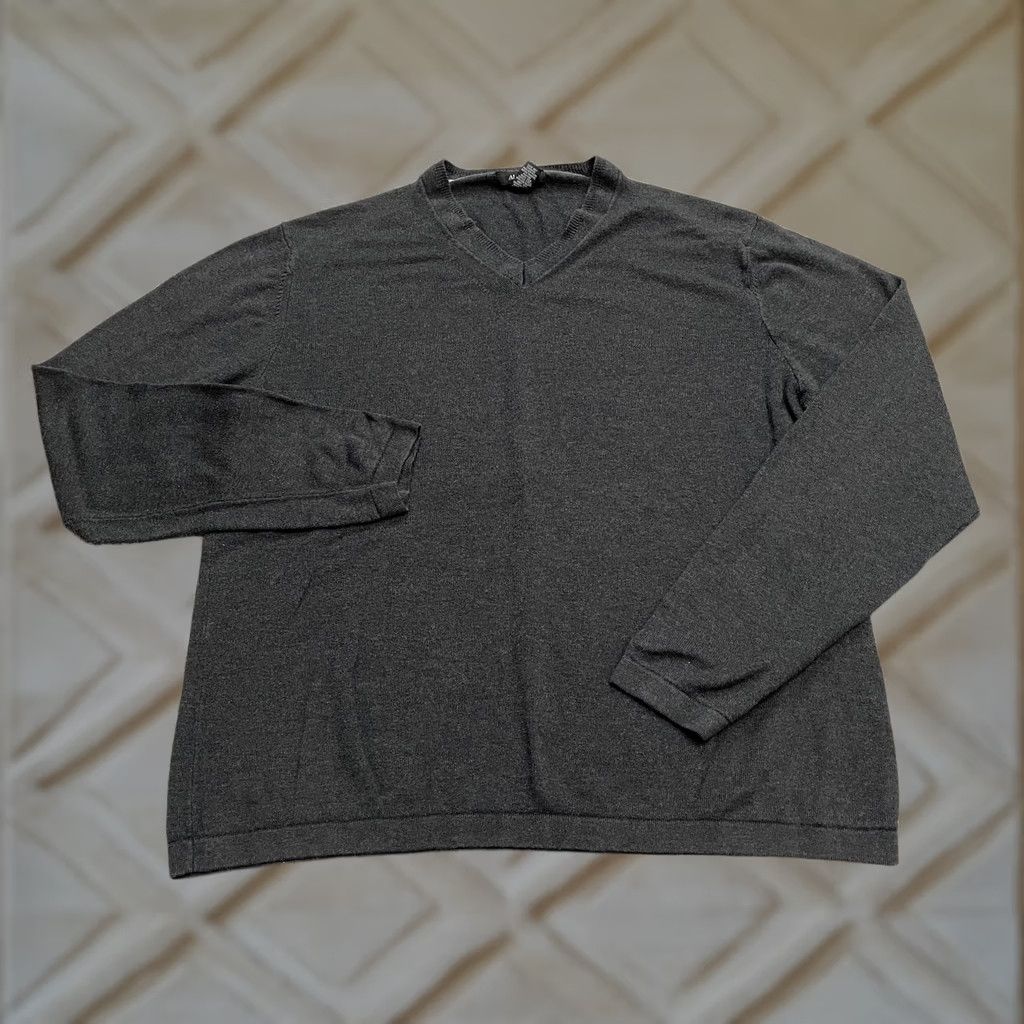 Alfani Alfani Cotton Pullover Sweater Mens M Dark Gray V-Neck Knit Classic Casual Size US M / EU 48-50 / 2 - 1 Thumbnail