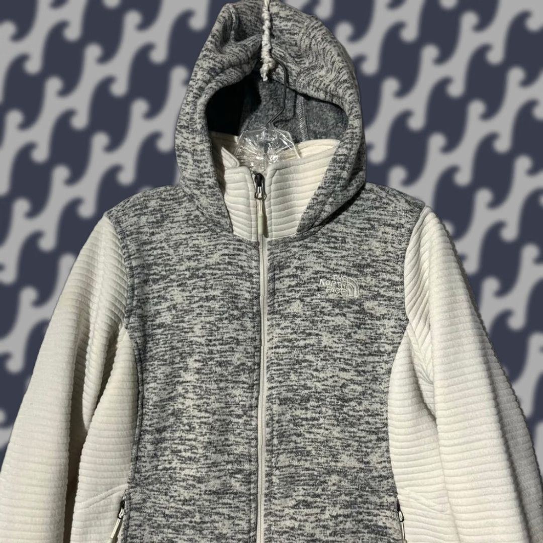 The North Face The North Face Indi Rib-Knit Full Zip Gray Cream Sweater Womens Size M Size M / US 6-8 / IT 42-44 - 1 Thumbnail