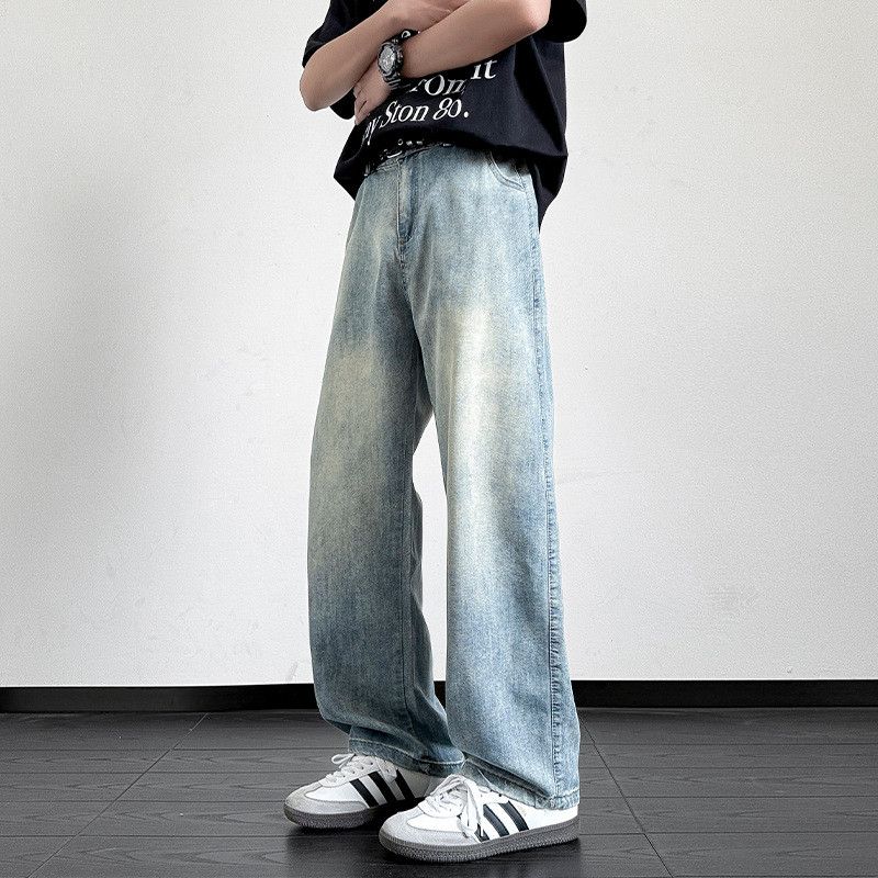 Vintage American retro men's loose straight wide-leg casual jeans Size US 32 / EU 48 - 2 Thumbnail