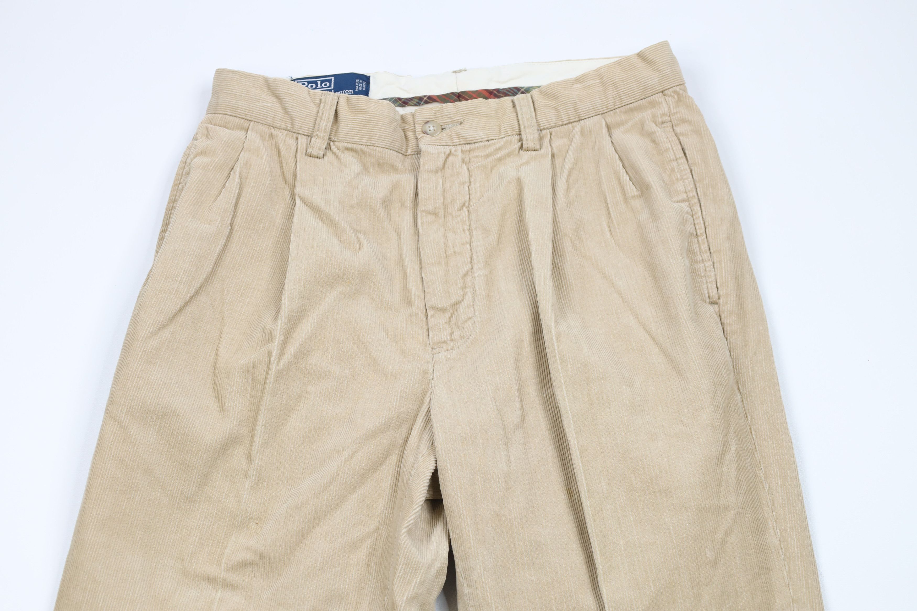 Ralph Lauren × Vintage Vintage 90s Ralph Lauren Cuffed Pleated Corduroy Pants Size US 31 - 2 Thumbnail