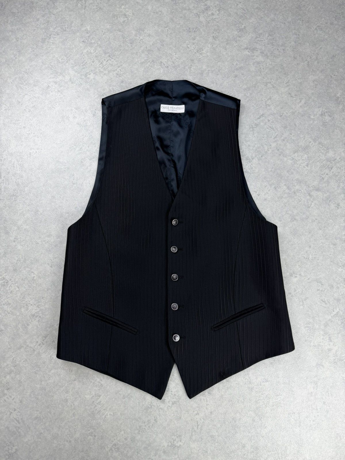 Carlo Pignatelli Carlo Pignatelli Suit 3 Piece Black Stripe Mens 54 Size 44R - 18 Thumbnail