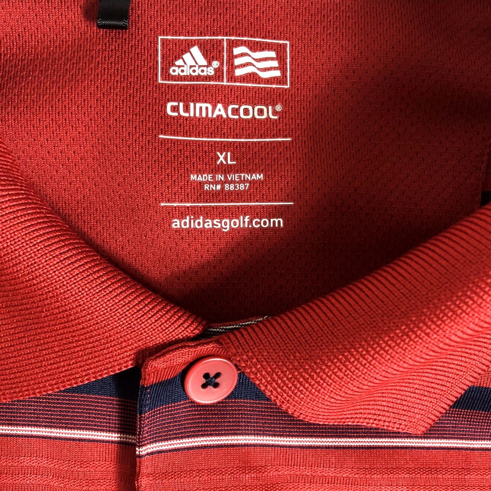 Adidas Adidas Polo Shirt XL Men Striped ClimaCool Red Navy Blue Short Sleeve Golf I34 Size US XL / EU 56 / 4 - 5 Thumbnail
