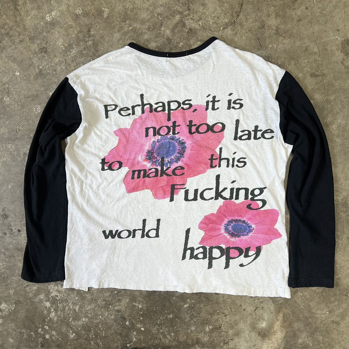 image of Yohji Yamamoto Ss17 “Perhaps It Is Not Too Late” Long Sleeve in White, Men's (Size Medium)