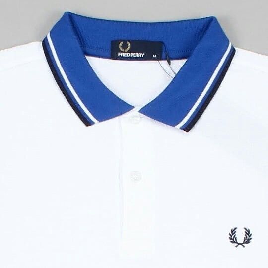Fred Perry FRED PERRY POLO PANELLED PIQUE WHITE/BLUE knitwear Size S Size US S / EU 44-46 / 1 - 2 Thumbnail