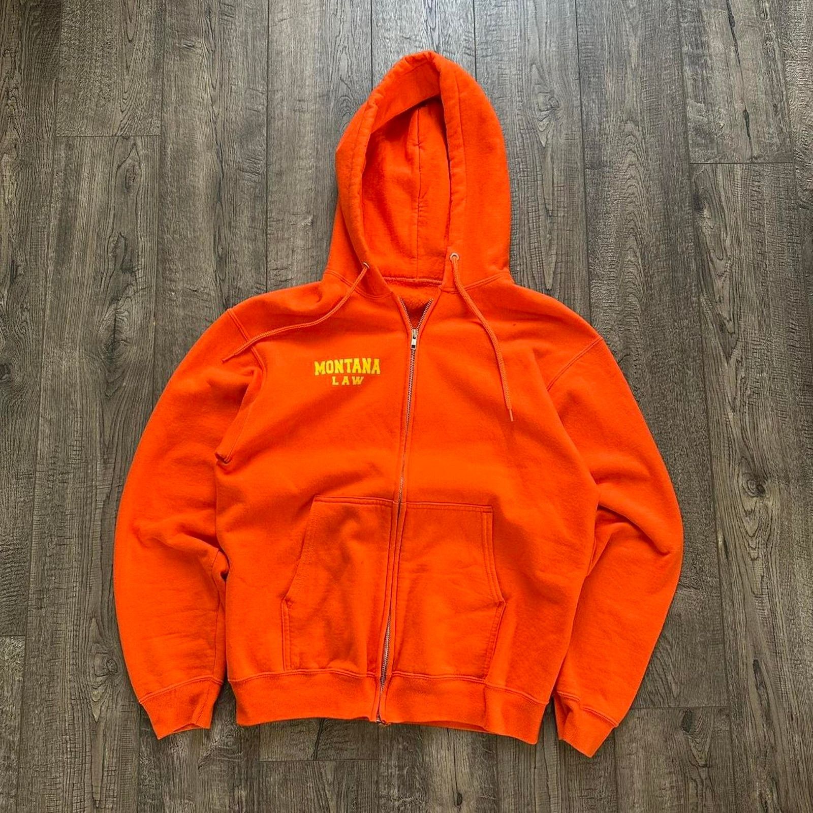 Vintage Vintage 00s Montanna Law Orange Zip Up Hoodie Sweatshirt Size US XL / EU 56 / 4 - 3 Thumbnail