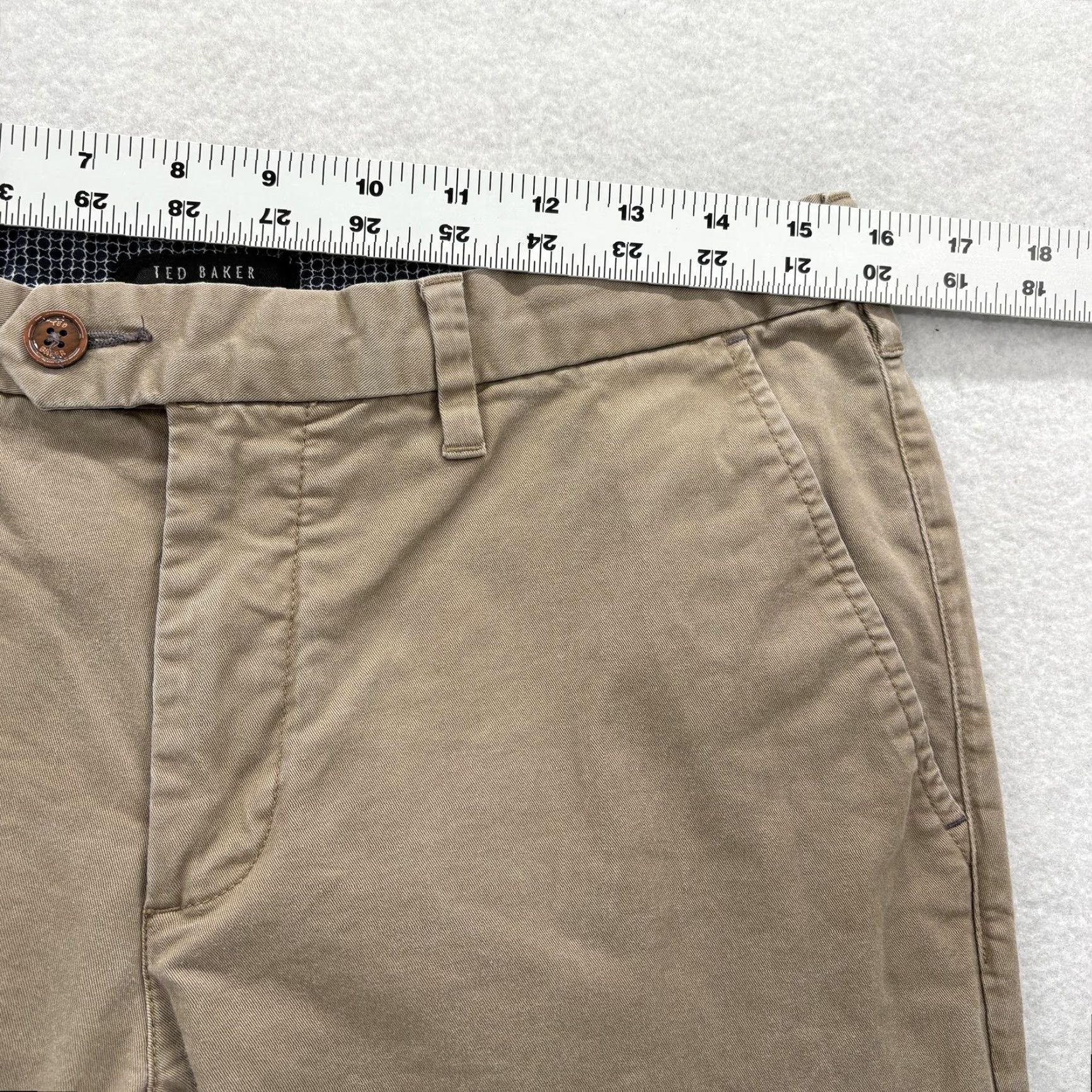 Ted Baker Ted Baker Pants Mens 31R Brown Khaki Stretch Chino Slim Fit Flat Front Casual Shirt Size US 31 - 7 Thumbnail