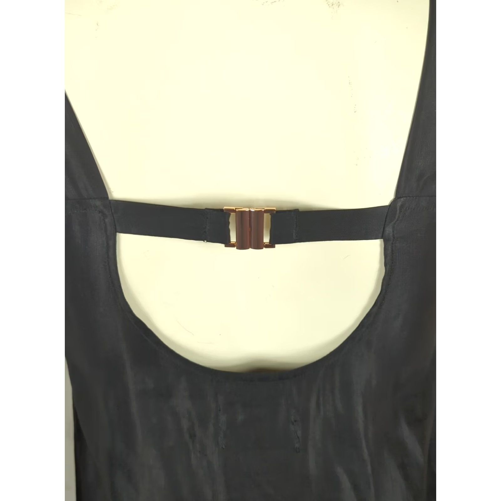 Vintage Sancia Tank Dress XS Black Drop Waist Midi Quiet Luxury Cocktail Party Clasp Linen Lyocell Cupro Women's Old Money Minimalist Size XS / US 0-2 / IT 36-38 - 5 Thumbnail