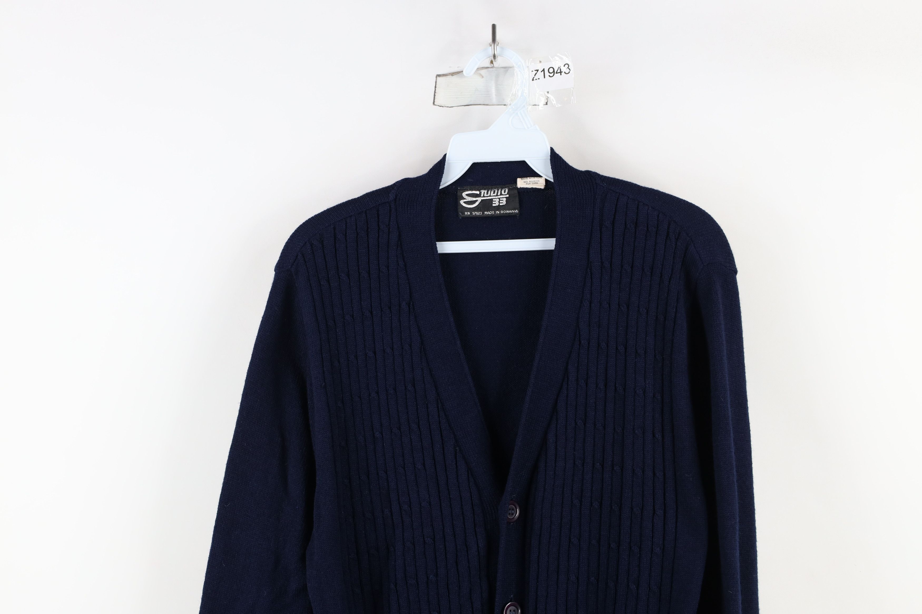Vintage Vintage 70s Streetwear Ribbed Cable Knit Cardigan Sweater Size US M / EU 48-50 / 2 - 2 Thumbnail