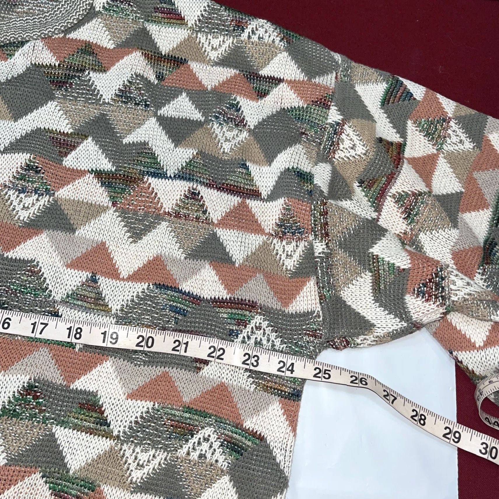 London Fog VINTAGE London Fog Sweater Geometric 90s Gray Beige Tan Triangles Knit L Mens Size US L / EU 52-54 / 3 - 7 Thumbnail