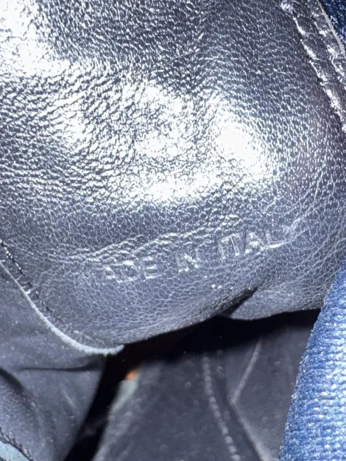 Miu Miu Miu Miu Dark Navy Crocodile Embossed Leather Chelsea Boot Brogue Size US 5.5 / EU 38 - 10 Thumbnail