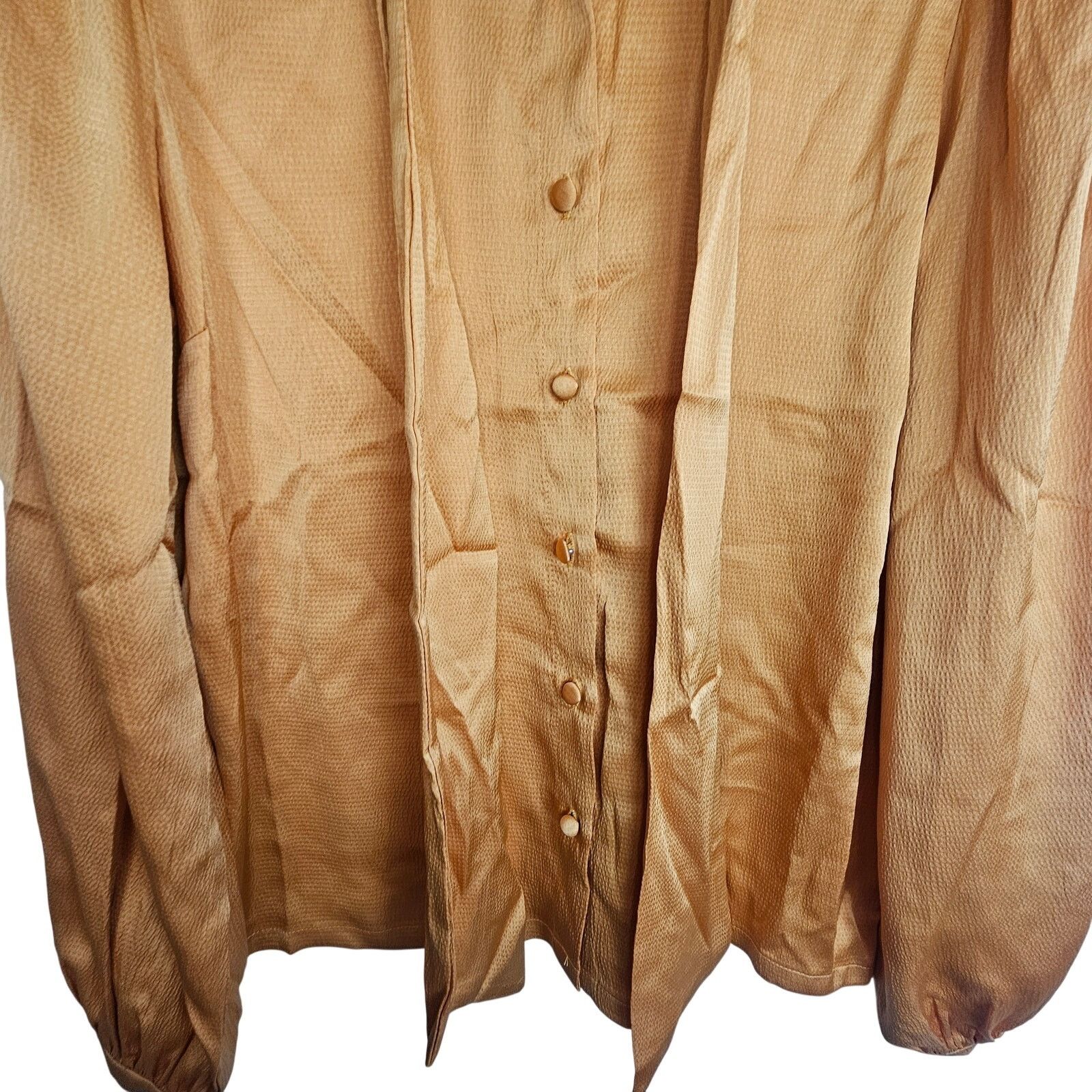 Modernica ModCloth Womens Button Front Blouse Size S Mustard Shiny Size S / US 4 / IT 40 - 3 Thumbnail