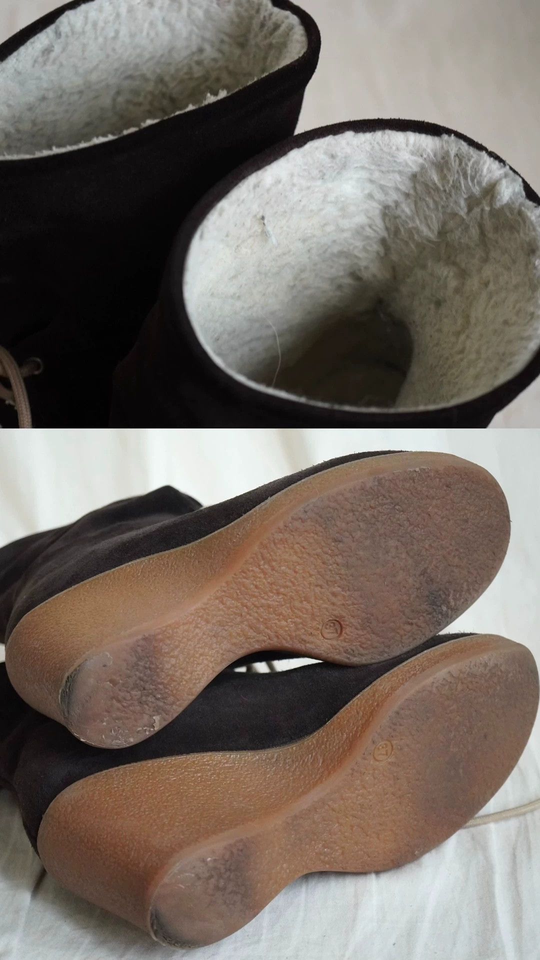 Maison Margiela Margiela mm6 05 Brown Suede Lamb Fur Wedge Short Boots 37 (36) Size US 6.5 / IT 36.5 - 9 Thumbnail