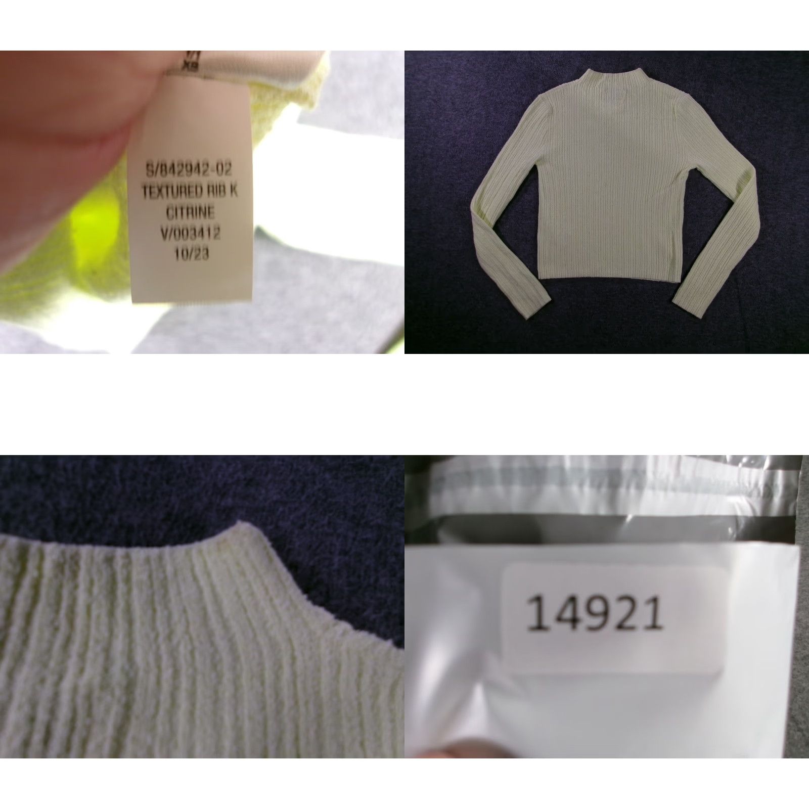 Old Navy Old Navy Sweater Women XS Green Citrine Textured Rib Mock Neck Lightweight Womens Size XS / US 0-2 / IT 36-38 - 8 Thumbnail
