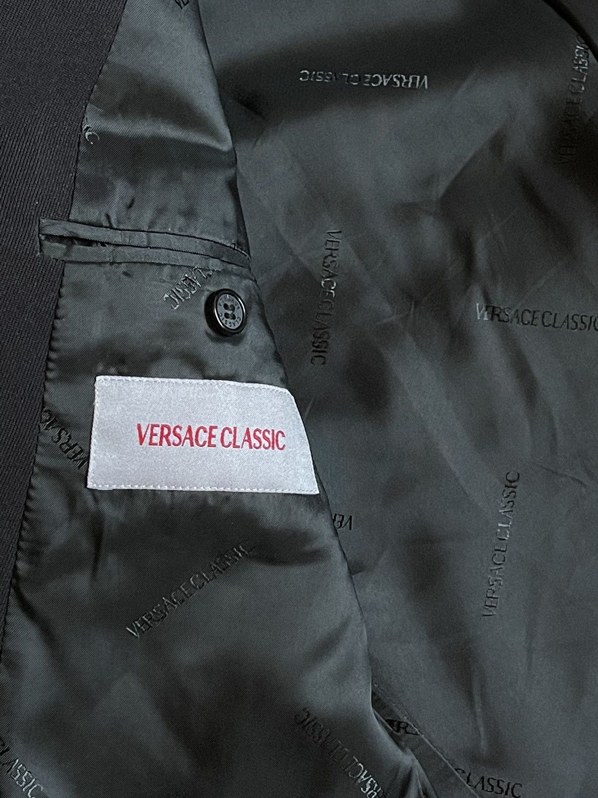 Versace × Vintage 90’s Versace classic black suit vintage Size 50R - 13 Thumbnail