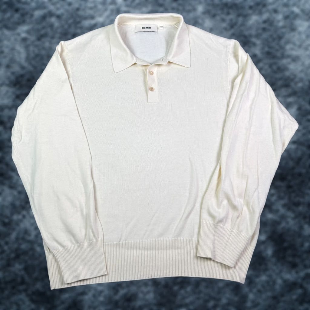 Mason's VINTAGE Buck Mason Cashmere Sweater Polo Shirt Mens L Sand Cream Long Sleeve Lightweight Size US L / EU 52-54 / 3 - 1 Thumbnail