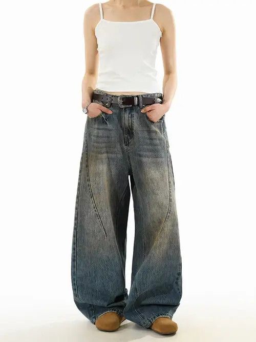 VIBE Washed and distressed baggy patchwork jeans Size US 34 / EU 50 - 7 Thumbnail