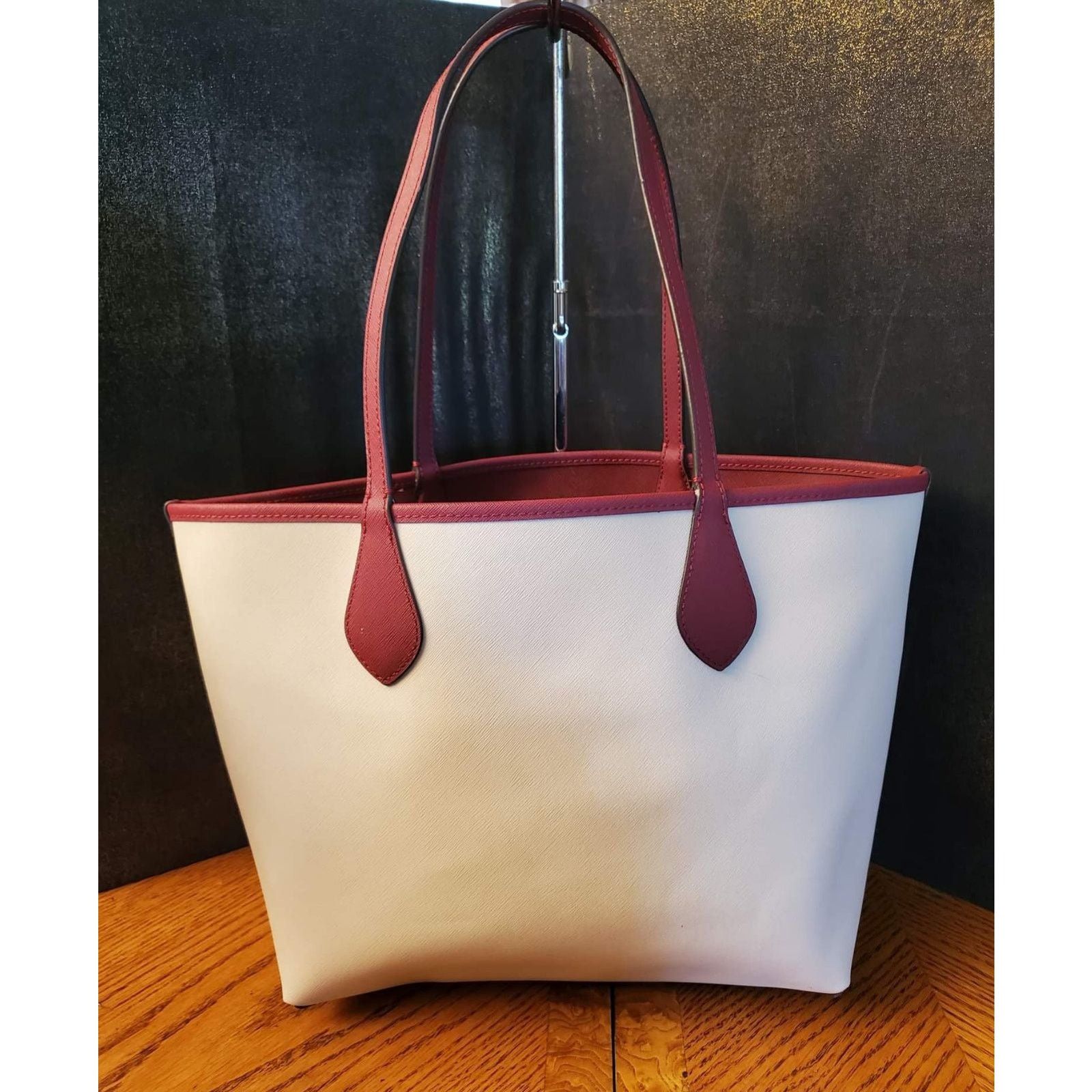 Michael Kors Michael Kors Reversible Tote Burgundy Cream & Leather Insert Size ONE SIZE - 9 Thumbnail