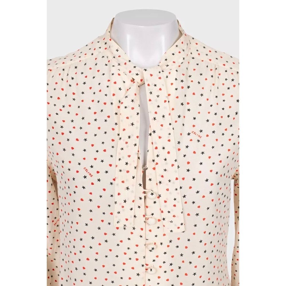 Celine Celine Silk Printed Blouse & Skirt Set - Size FR44 Size 32" / US 10 / IT 46 - 6 Thumbnail