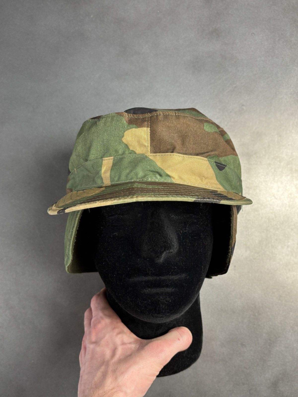 Vintage 1980s Army Cap Vintage Military Hat Woodland Proper Ear Flap Size ONE SIZE - 8 Thumbnail