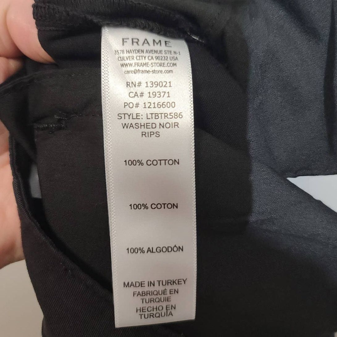Frame FRAME Women's Le Tomboy Trousers Size 28 Black Distressed Size 28" / US 6 / IT 42 - 6 Thumbnail