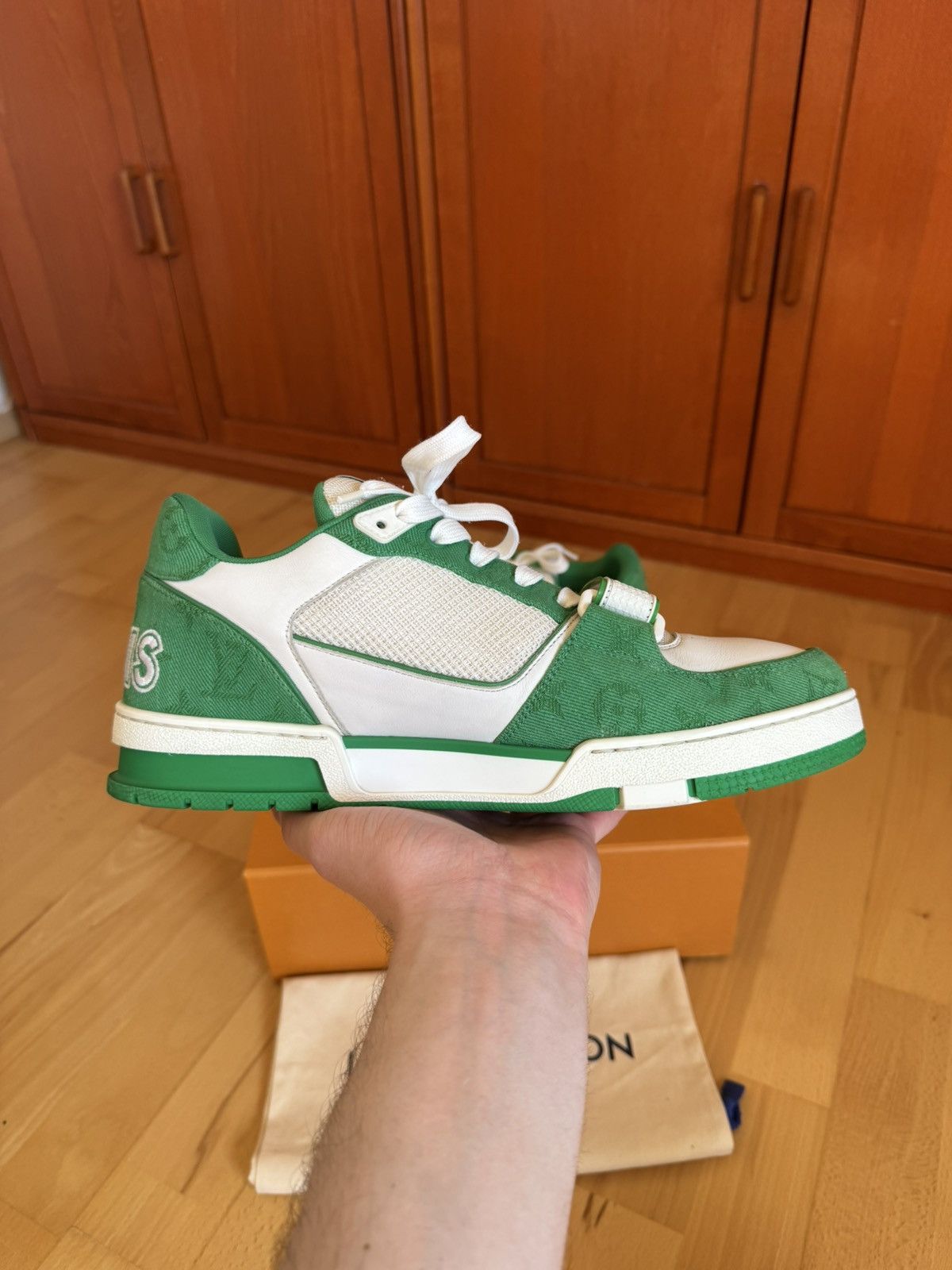 Louis Vuitton Louis Vuitton LV Trainer Velcro Strap Green Denim Size US 10 / EU 43 - 4 Thumbnail