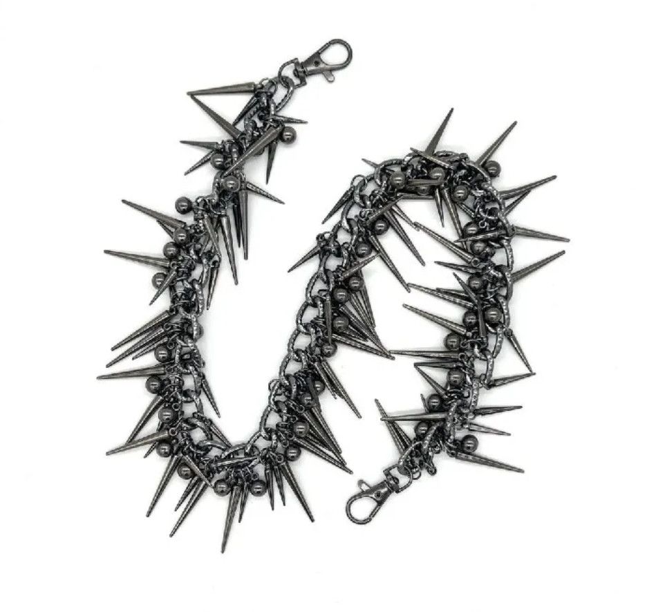 Japanese Brand × Vintage Punk Black Gun Plated Rivet Metal Biker Pants Chain Size ONE SIZE - 4 Thumbnail