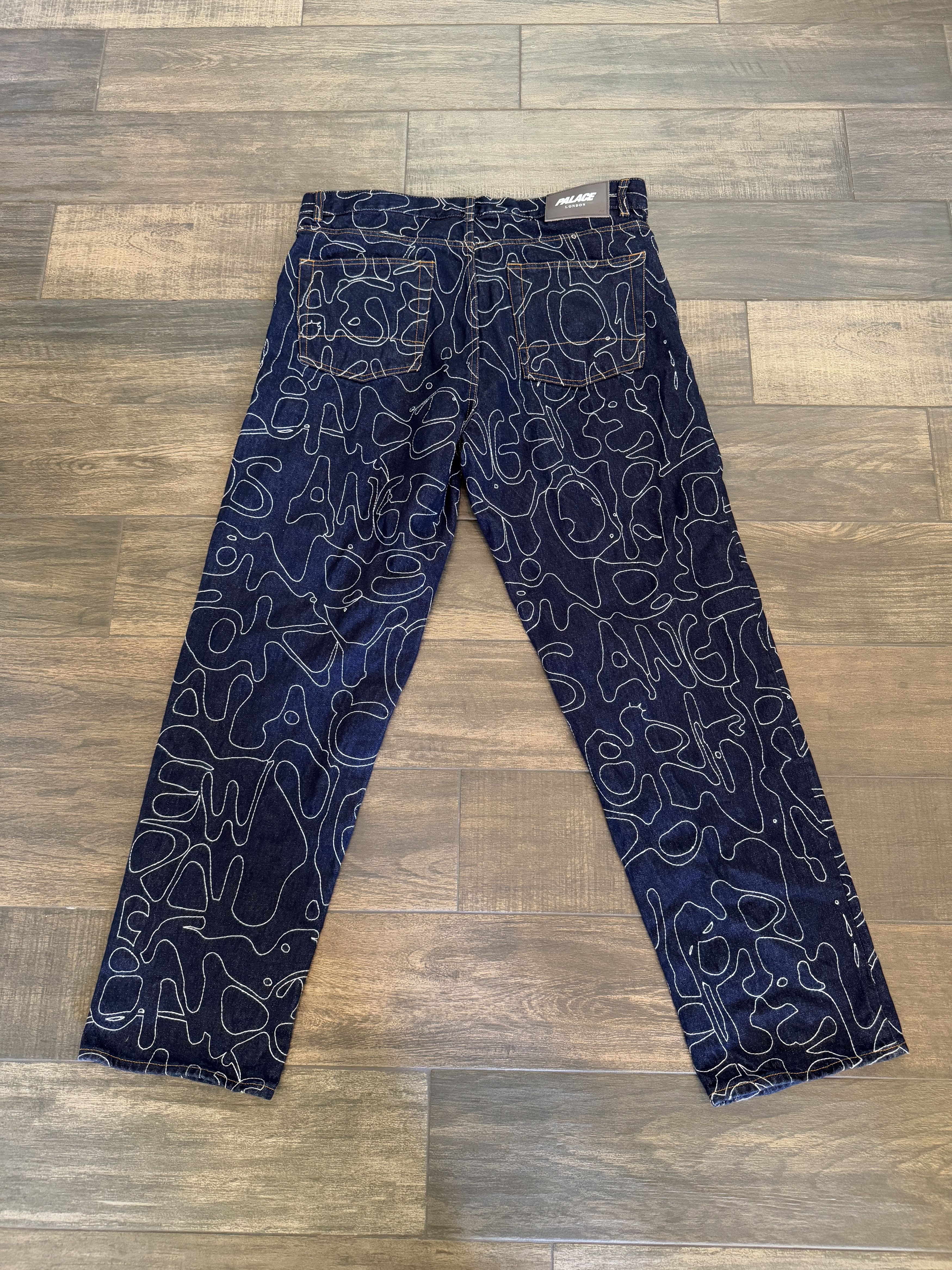 Palace Palace P45 Splat Denim Jeans Embroidered Indigo Size US 34 / EU 50 - 2 Thumbnail
