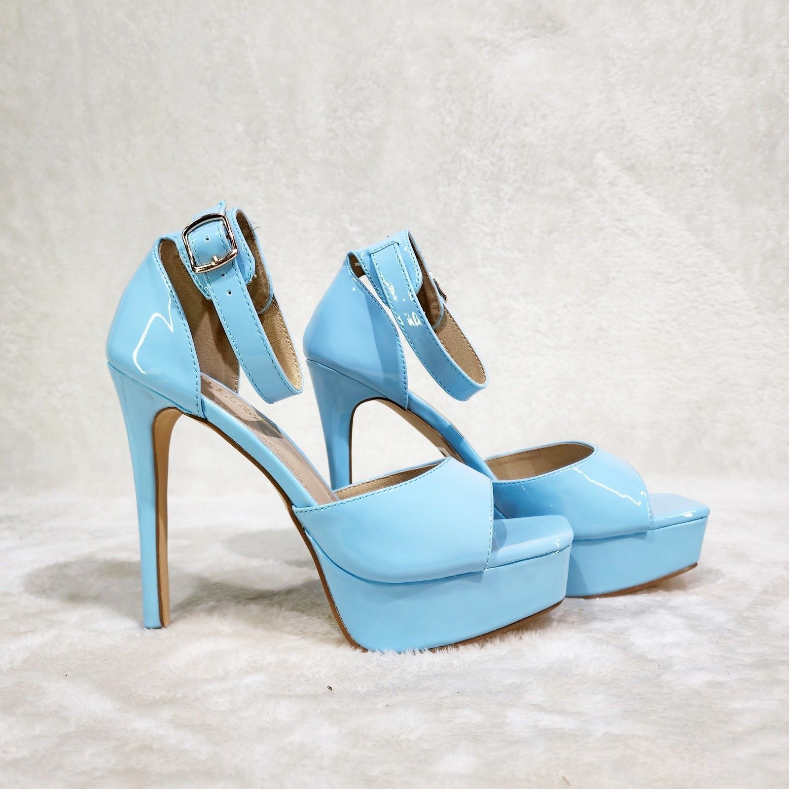 Other Jessica Baby Blue Patent Platform Stiletto High Heels Shoes Size US 6 / IT 36 - 4 Thumbnail