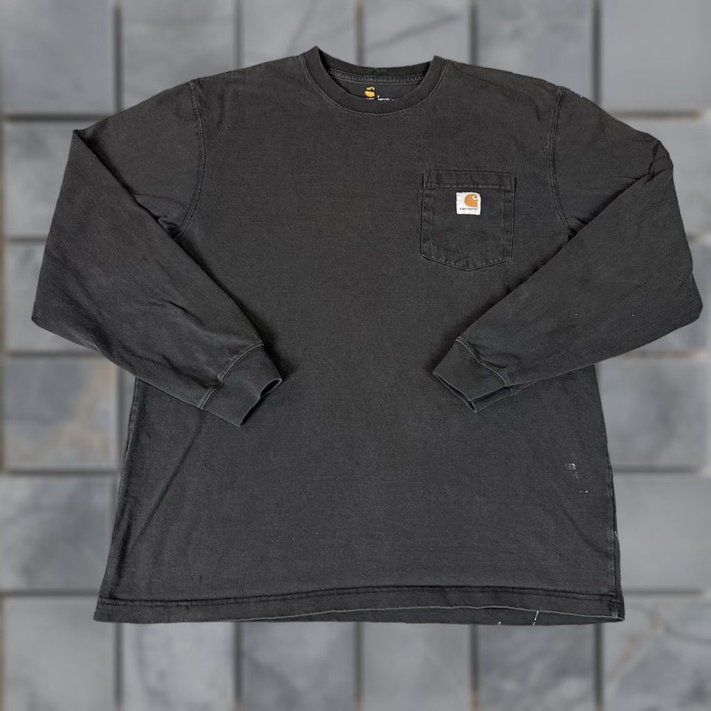 Carhartt VINTAGE Carhartt Shirt Mens Black XL Loose Fit Crew Neck Long Sleeve Casual 100% Cotton Size US L / EU 52-54 / 3 - 1 Thumbnail
