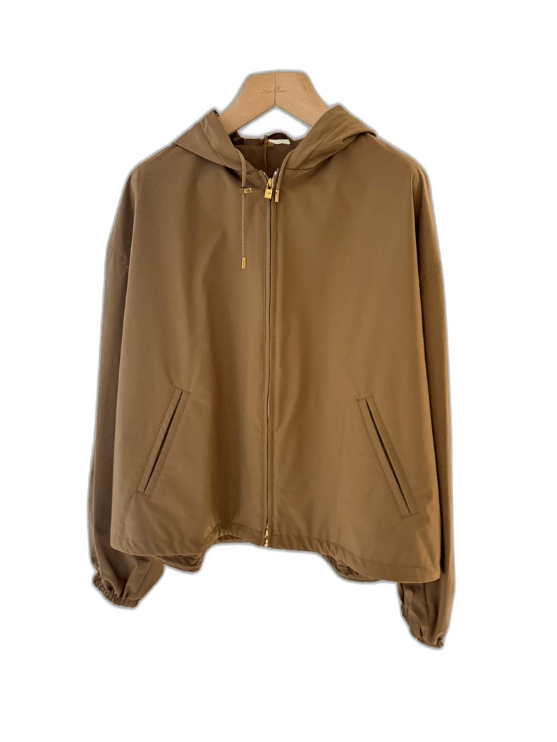 Loro Piana Loro Piana Women's Camel Hooded Windbreaker Jacket - dmc Size M / US 6-8 / IT 42-44 - 1 Thumbnail