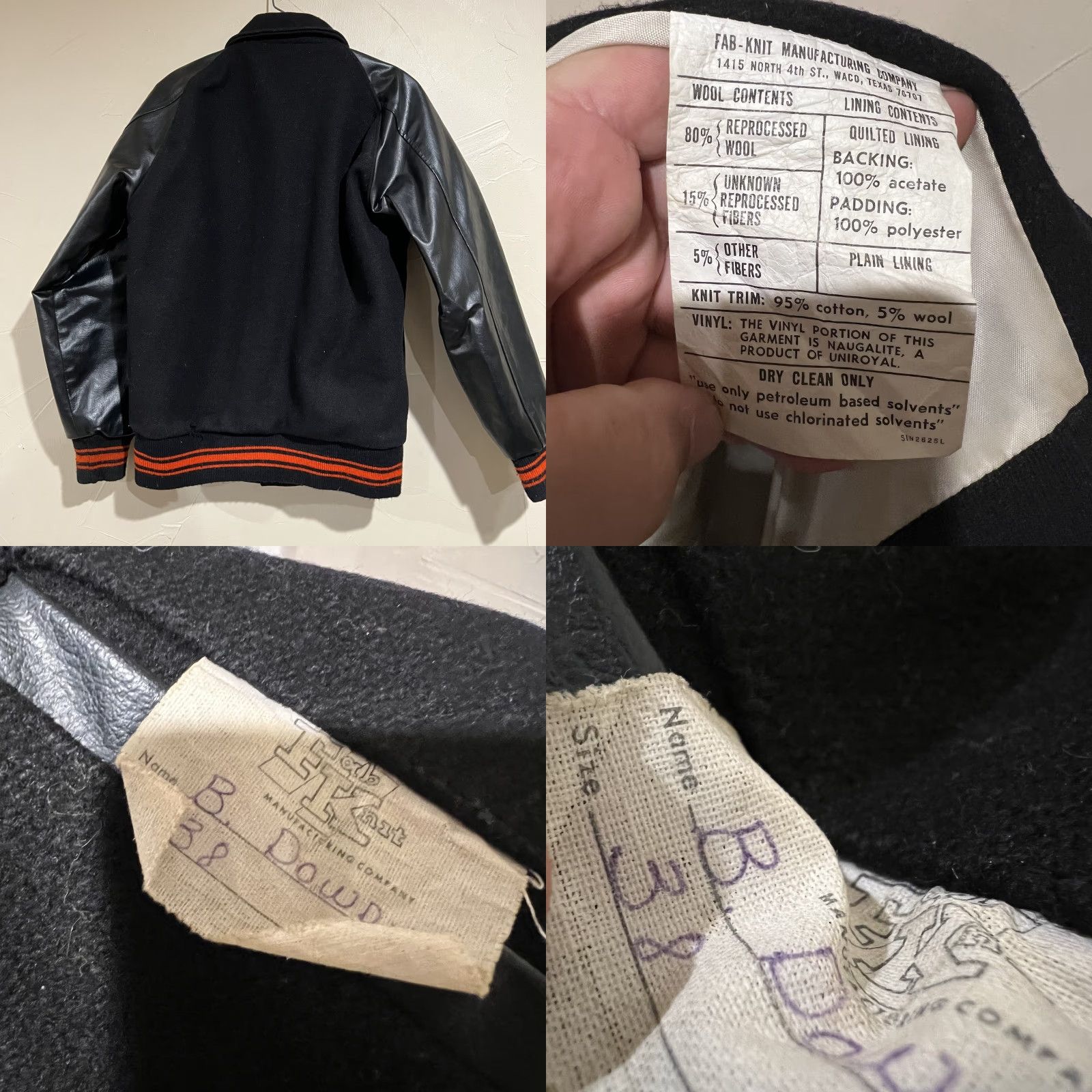 Vintage VINTAGE Fab Knit Manufacturing Varsity Jacket Wool Knit Black B 38 Men Varsity Jacket Size 38 Mens Size US XXS / EU 40 - 8 Thumbnail