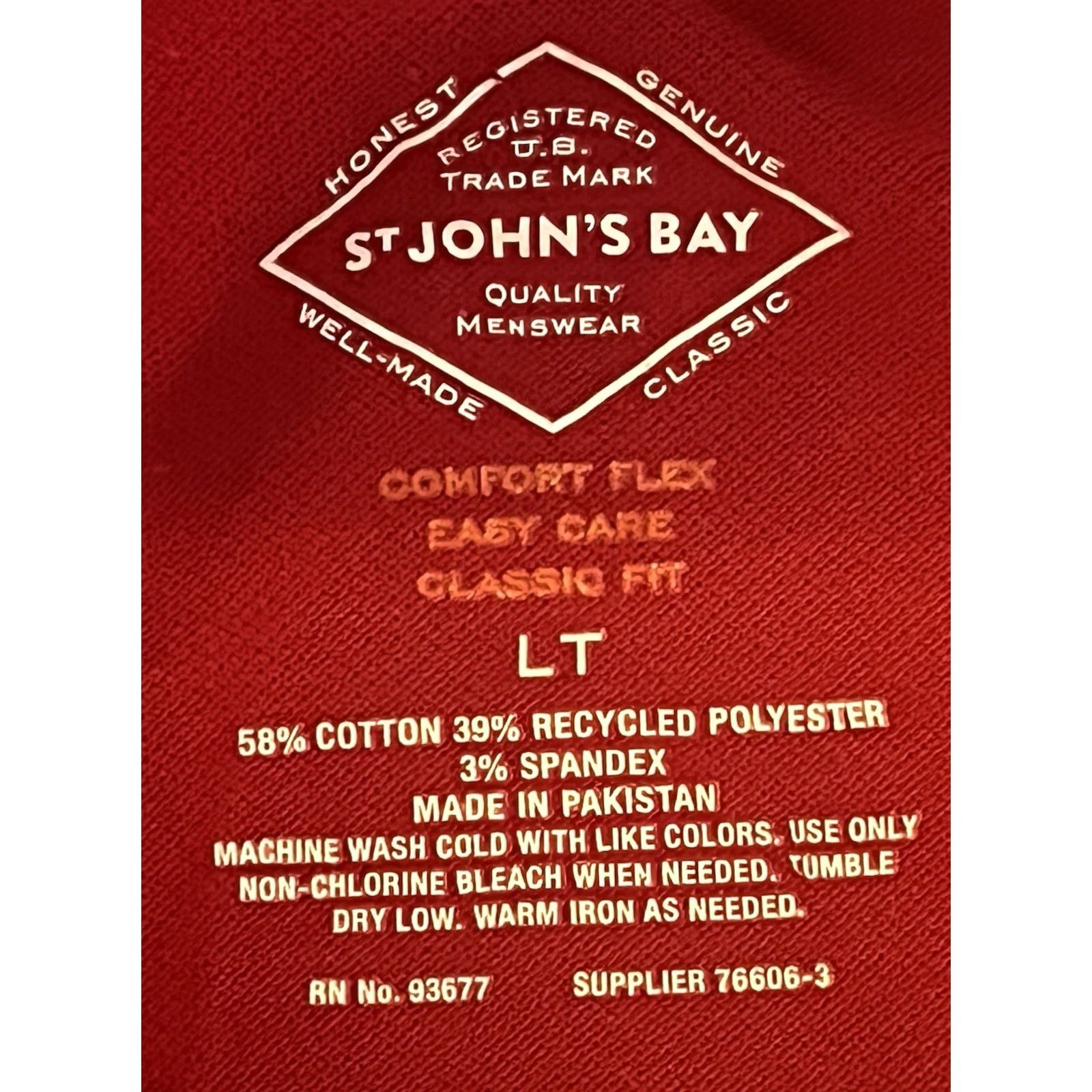 Vintage St. Johns Bay Polo Shirt Mens LT Tall Red Cotton Logo Golf Shirt Polo Size US L / EU 52-54 / 3 - 7 Thumbnail