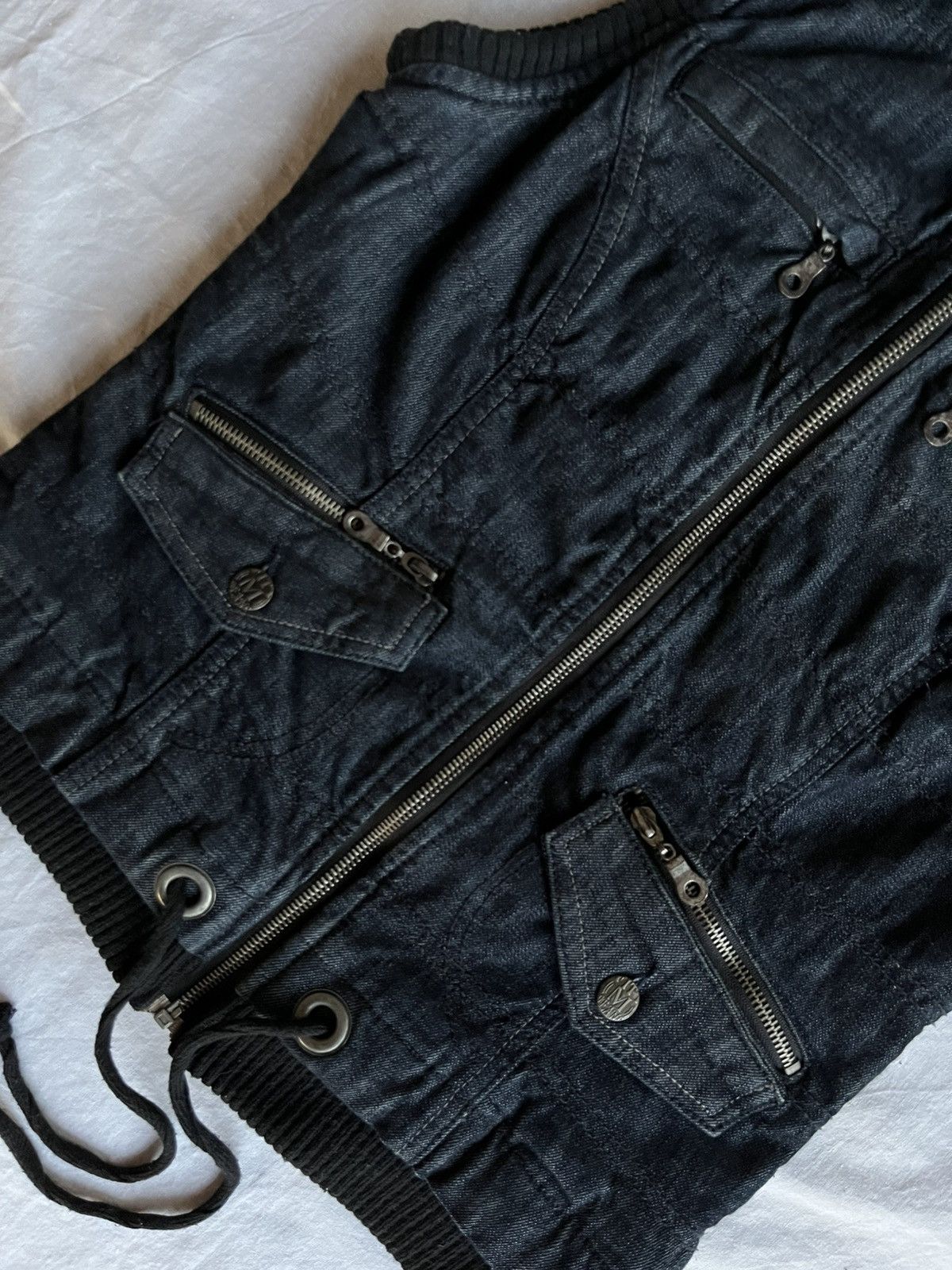 Diesel FITT Vintage Black Denim Hooded Vest Y2K Street Goth Core Size US XS / EU 42 / 0 - 4 Thumbnail