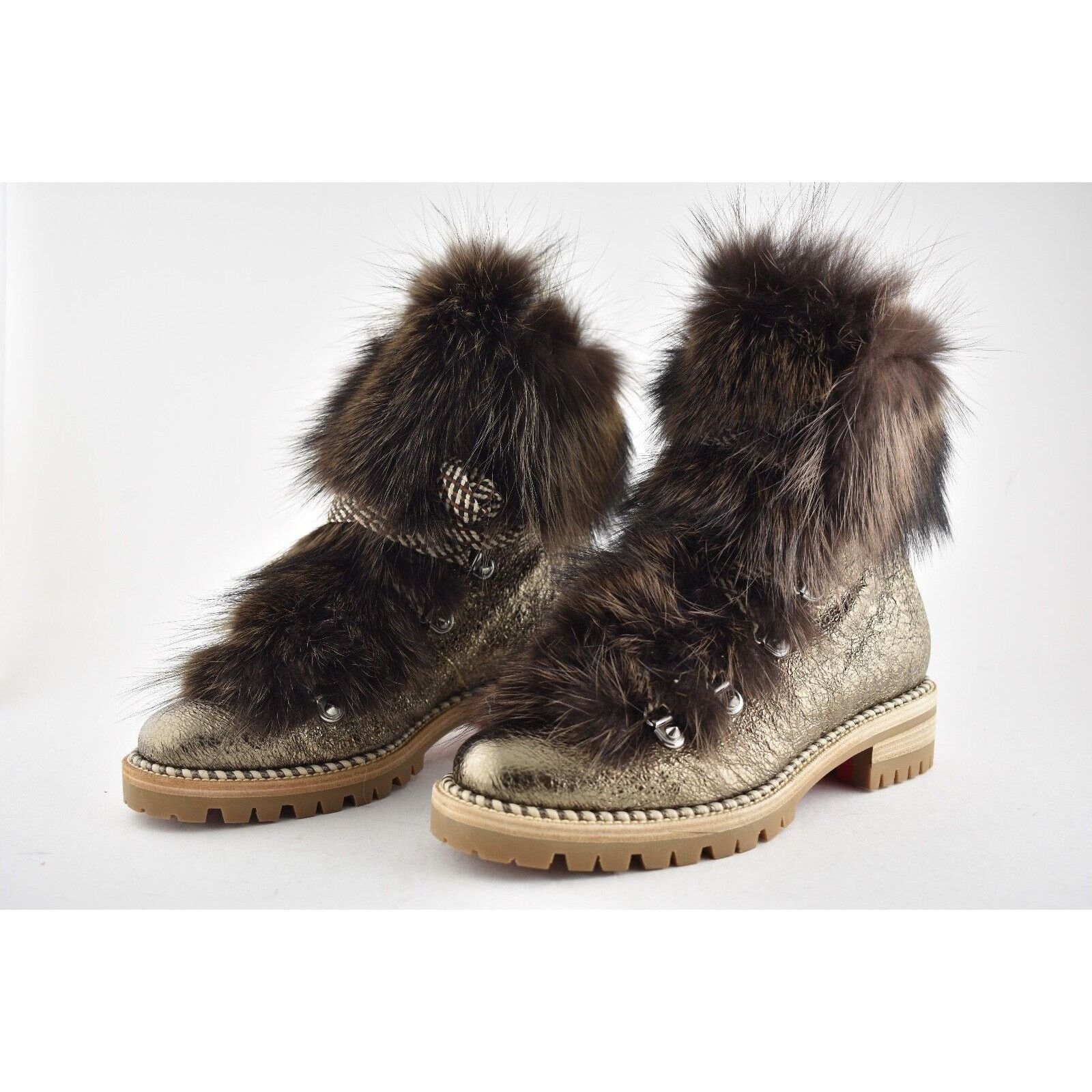 Christian Louboutin Christian Louboutin Fanny Flat Roche Fur Leather Lace Up Size US 5.5 / IT 35.5 - 8 Thumbnail