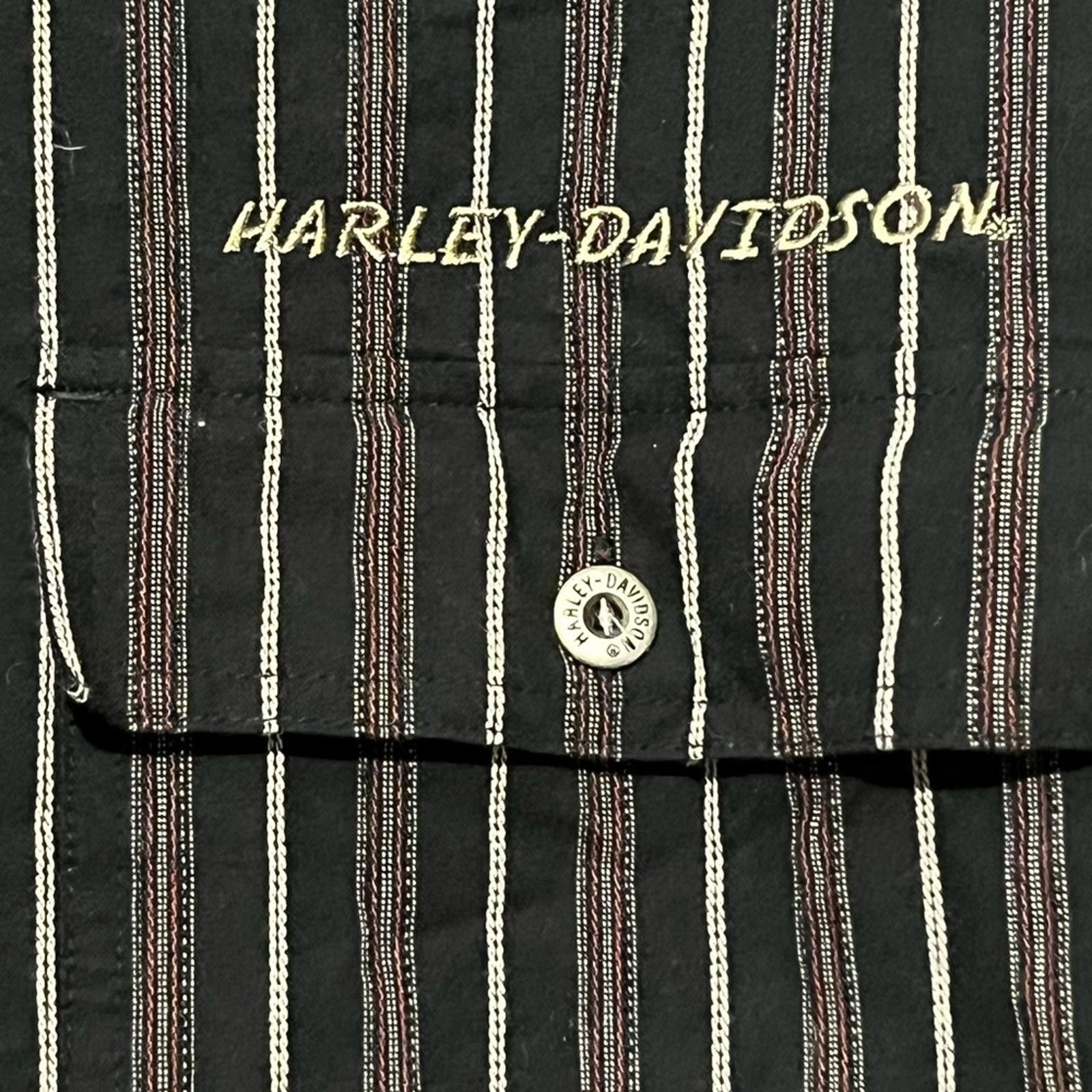 Harley Davidson Harley Davidson Mens Black Striped Button Up Shirt Size XL Size US XL / EU 56 / 4 - 3 Thumbnail