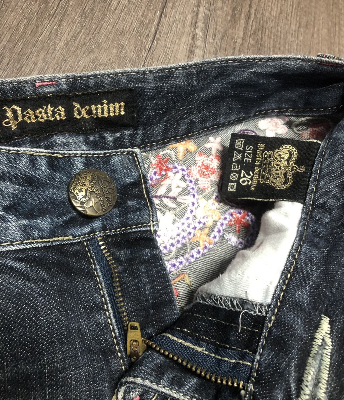 Japanese Brand Pasta Denim Jeans Flower Patch Size 29" - 20 Thumbnail