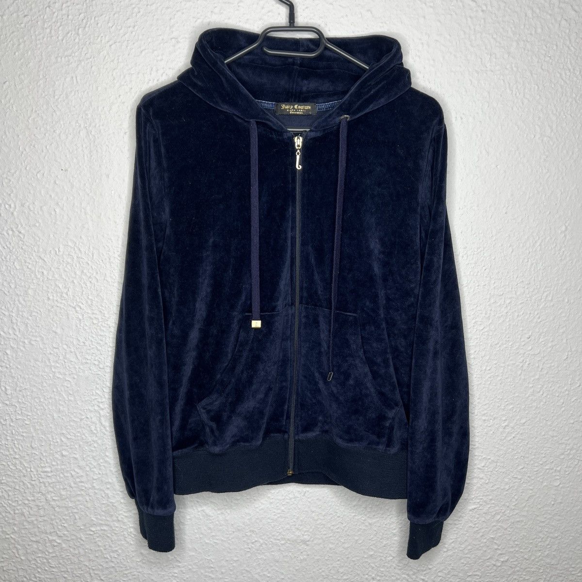 Juicy Couture × Vintage Juicy Couture Black Label Velour Hoodie Navy Big Logo Size M / US 6-8 / IT 42-44 - 2 Thumbnail