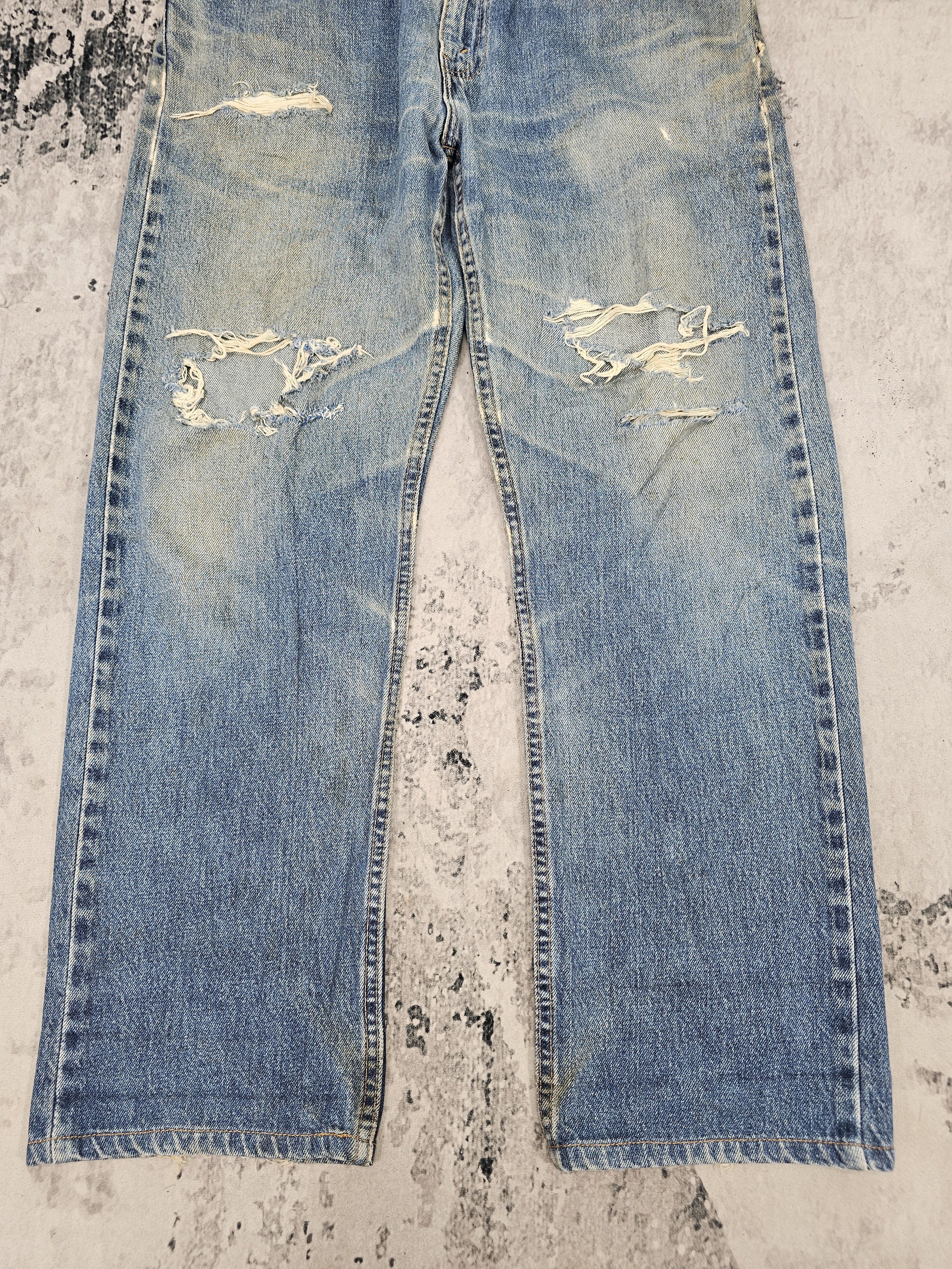 Levi's Vintage Clothing Vtg 90'S LEVIS 505 Distressed Faded Blue Cropped Jeans L0498 Size US 34 / EU 50 - 3 Thumbnail
