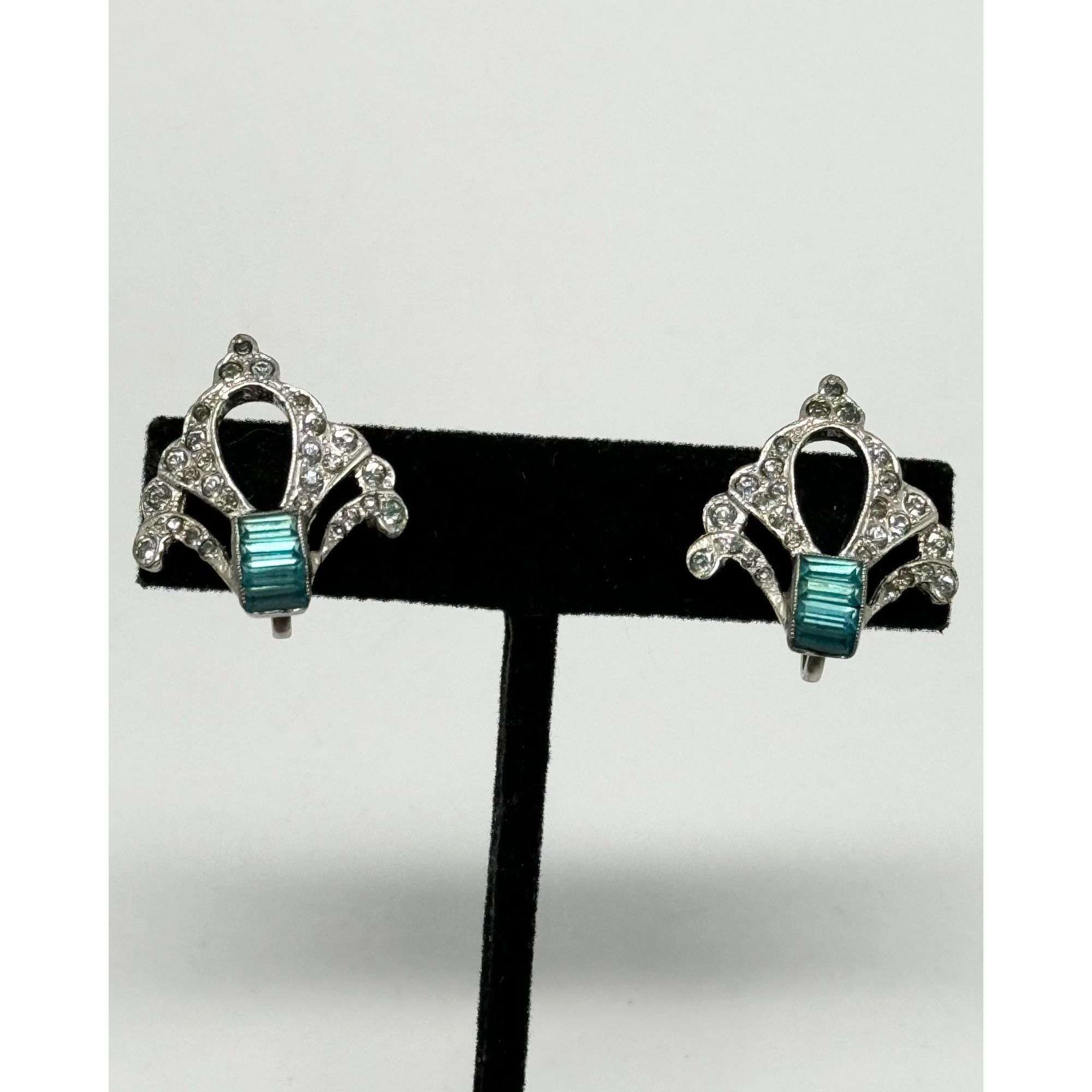 Vintage Art deco estate glass rhinestone earrings Size ONE SIZE - 5 Thumbnail