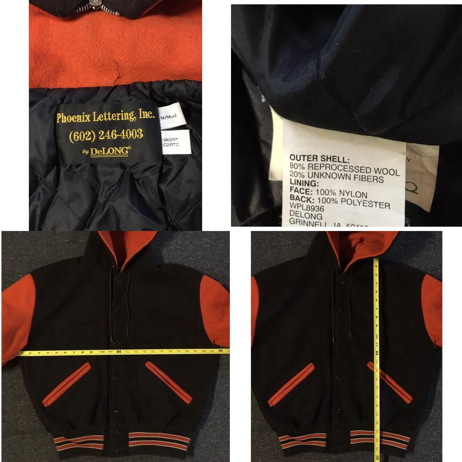 Vintage VINTAGE Delong Varsity Jacket College Wool Brown Short M Men Bomber 80s 90s Grunge Football Track & Field School USA Size US 31 - 10 Thumbnail