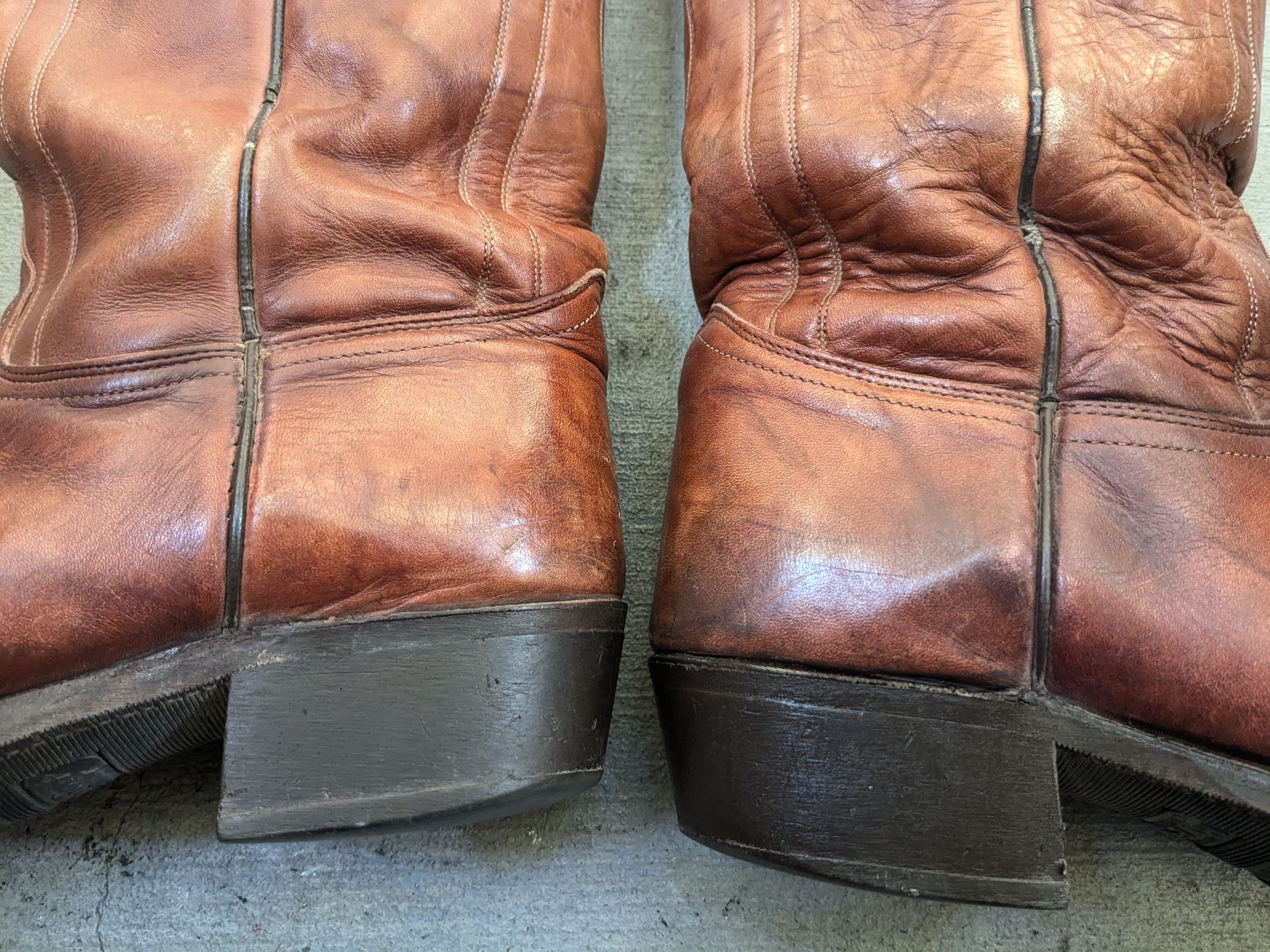 Genuine Leather J Chisholm Cowboy Boots Brown 11 D USA Botas Size US 11 / EU 44 - 6 Thumbnail