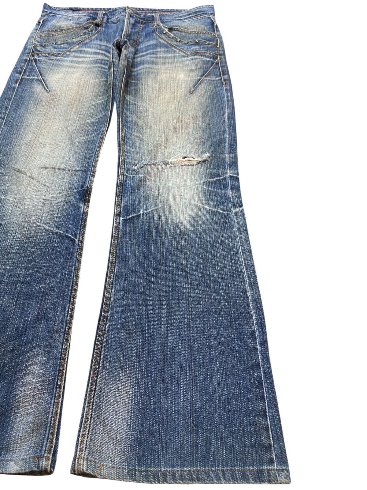 Nicole Club Vintage Nicole Club Flare Faded Whiskers Denim Size US 34 / EU 50 - 6 Thumbnail